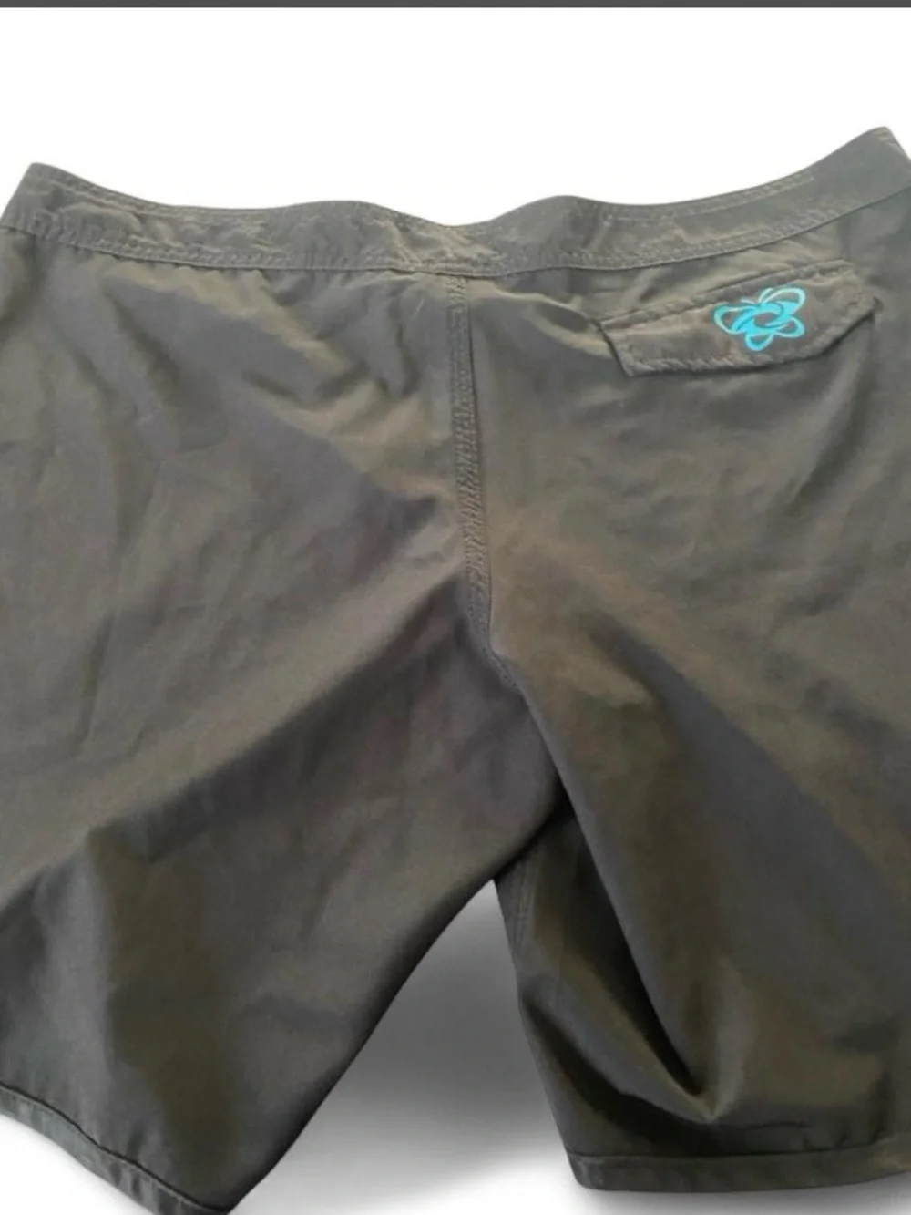 Women's Black Board Shorts with Turquoise Eyelets